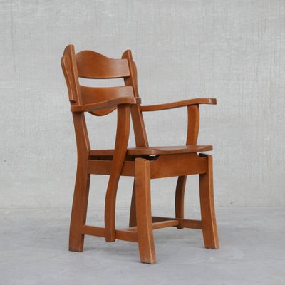 Mid-Century Dutch Solid Oak Armchair, 1960s-JRP-1066918