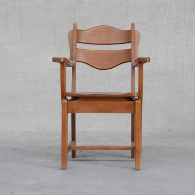 Mid-Century Dutch Solid Oak Armchair, 1960s-JRP-1066918