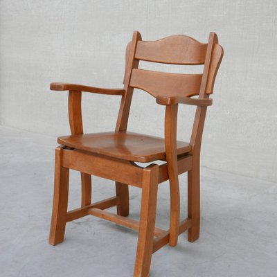 Mid-Century Dutch Solid Oak Armchair, 1960s-JRP-1066918