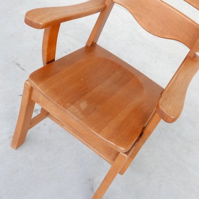 Mid-Century Dutch Solid Oak Armchair, 1960s-JRP-1066918