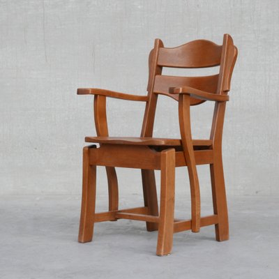 Mid-Century Dutch Solid Oak Armchair, 1960s-JRP-1066918