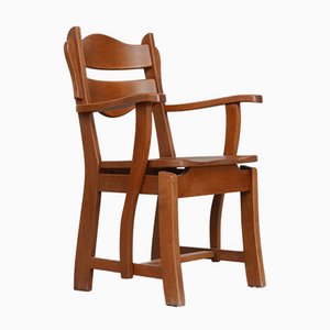 Mid-Century Dutch Solid Oak Armchair, 1960s-JRP-1066918