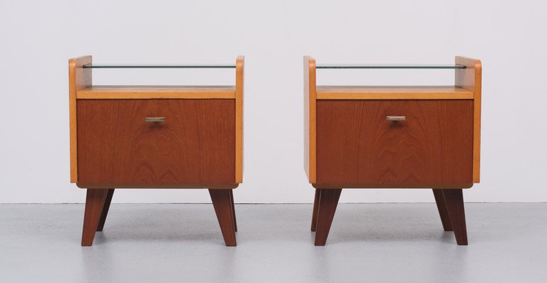 Mid-Century Dutch Teak Nightstands, 1960s, Set of 2-GCG-1240759