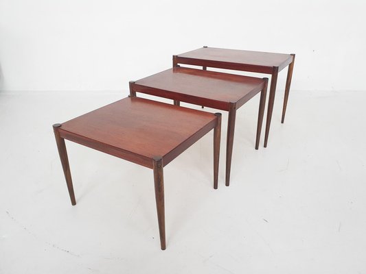 Mid-Century Dutch Wooden Nesting Tables, 1950s, Set of 3-ZO-1109760