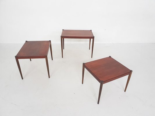 Mid-Century Dutch Wooden Nesting Tables, 1950s, Set of 3-ZO-1109760