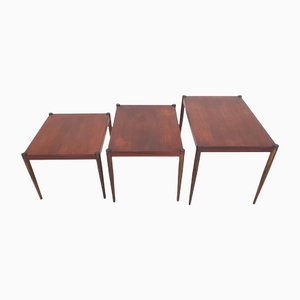 Mid-Century Dutch Wooden Nesting Tables, 1950s, Set of 3-ZO-1109760