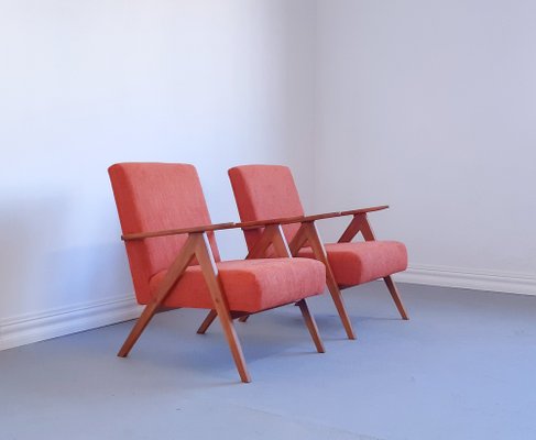 Mid-Century Easy Chairs in Rusty Orange, 1960s, Set of 2-MTQ-1706727