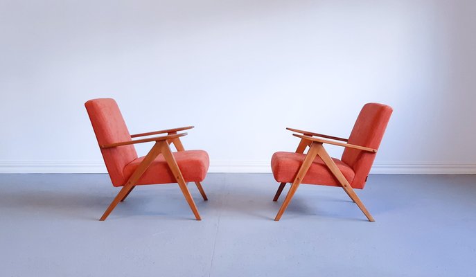 Mid-Century Easy Chairs in Rusty Orange, 1960s, Set of 2-MTQ-1706727