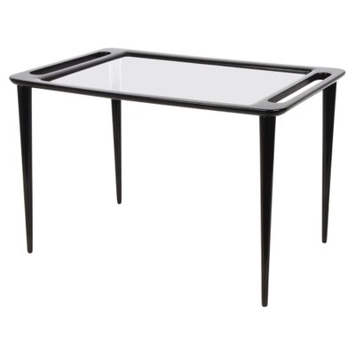 Mid-Century Ebonized Wood & Crystal Glass Coffee Table by Ico & Luisa Parisi, 1950s-JDR-1126339