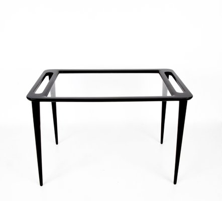 Mid-Century Ebonized Wood & Crystal Glass Coffee Table by Ico & Luisa Parisi, 1950s-JDR-1126339