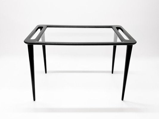 Mid-Century Ebonized Wood & Crystal Glass Coffee Table by Ico & Luisa Parisi, 1950s-JDR-1126339