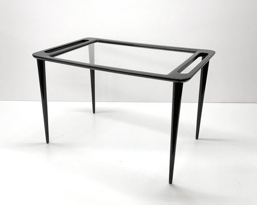 Mid-Century Ebonized Wood & Crystal Glass Coffee Table by Ico & Luisa Parisi, 1950s-JDR-1126339