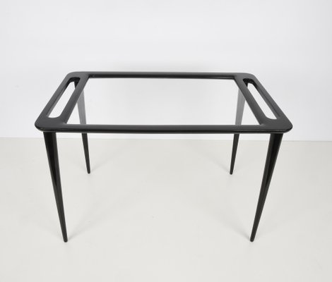 Mid-Century Ebonized Wood & Crystal Glass Coffee Table by Ico & Luisa Parisi, 1950s-JDR-1126339