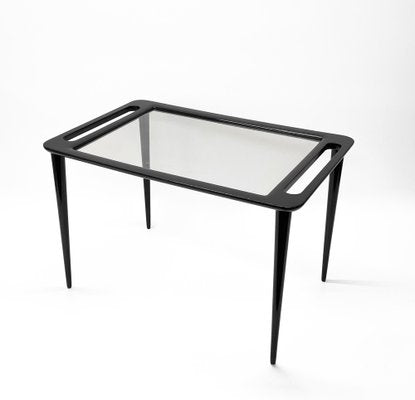 Mid-Century Ebonized Wood & Crystal Glass Coffee Table by Ico & Luisa Parisi, 1950s-JDR-1126339