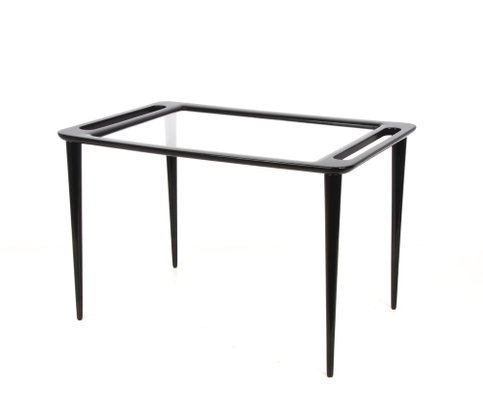 Mid-Century Ebonized Wood & Crystal Glass Coffee Table by Ico & Luisa Parisi, 1950s-JDR-1126339