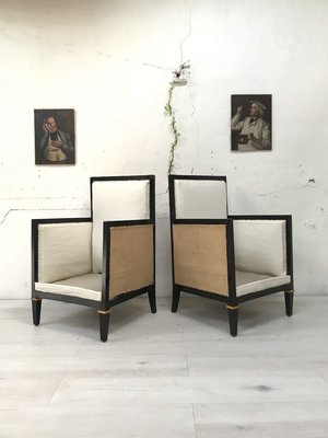 Mid-Century Ebonized Wooden Lounge Chairs, Set of 2-UX-736312