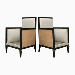 Mid-Century Ebonized Wooden Lounge Chairs, Set of 2-UX-736312