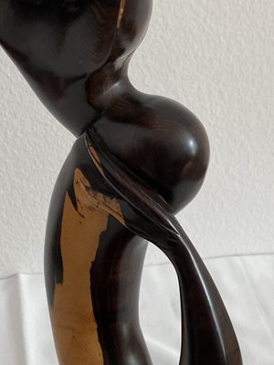 Mid-Century Ebony Hand-Carved Mermaid Sculpture, 1968-AX-740097