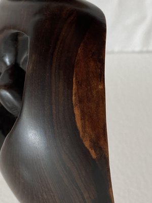 Mid-Century Ebony Hand-Carved Mermaid Sculpture, 1968-AX-740097