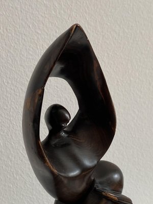 Mid-Century Ebony Hand-Carved Mermaid Sculpture, 1968-AX-740097