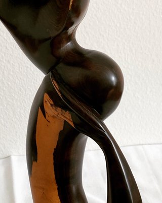 Mid-Century Ebony Hand-Carved Mermaid Sculpture, 1968-AX-740097