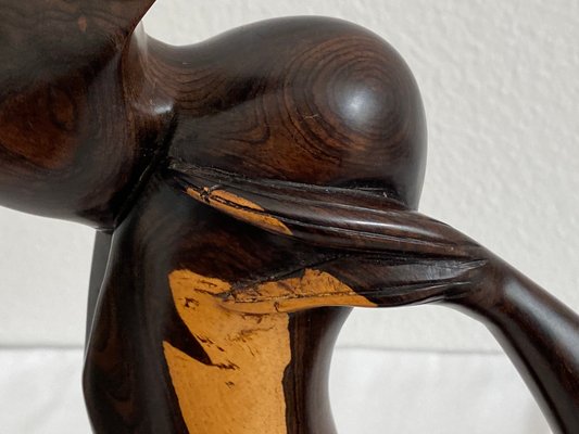 Mid-Century Ebony Hand-Carved Mermaid Sculpture, 1968-AX-740097