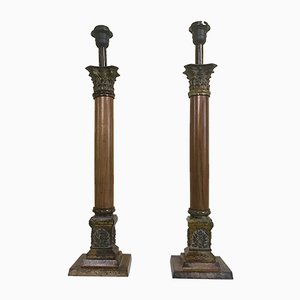 Mid-Century Empire Style Column Table Lamps, 1950s, Set of 2-WZZ-577813