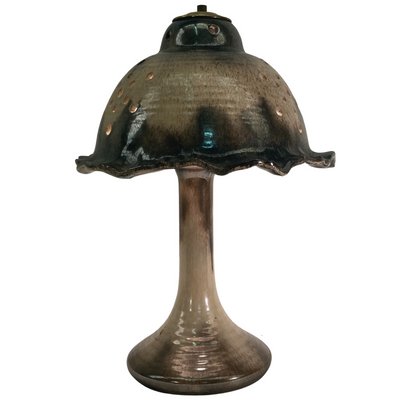 Mid-Century Enameled and Glazed Ceramic Mushroom Table Lamp-BHG-1345203