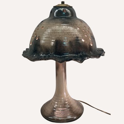 Mid-Century Enameled and Glazed Ceramic Mushroom Table Lamp-BHG-1345203