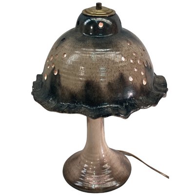 Mid-Century Enameled and Glazed Ceramic Mushroom Table Lamp-BHG-1345203