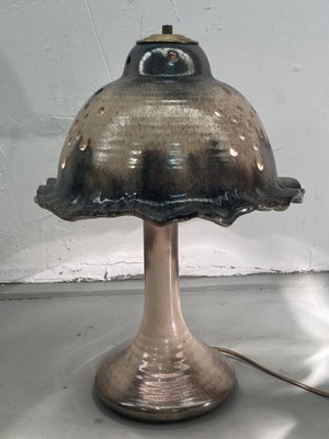 Mid-Century Enameled and Glazed Ceramic Mushroom Table Lamp-BHG-1345203