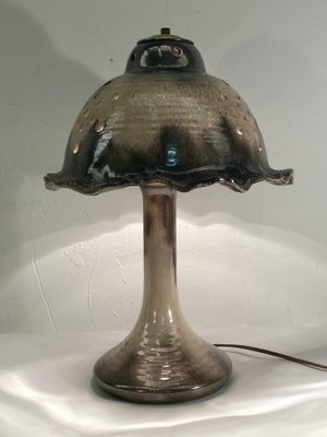 Mid-Century Enameled and Glazed Ceramic Mushroom Table Lamp-BHG-1345203