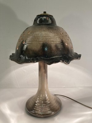 Mid-Century Enameled and Glazed Ceramic Mushroom Table Lamp-BHG-1345203