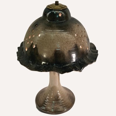 Mid-Century Enameled and Glazed Ceramic Mushroom Table Lamp-BHG-1345203