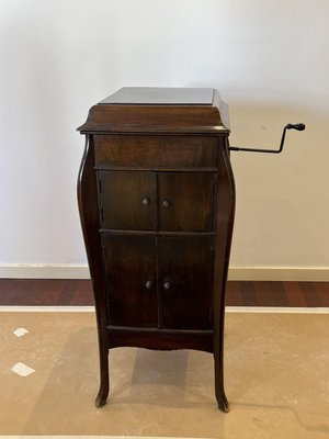 Mid-Century English Hand-Cranked Gramophone with Records, 1930s-YST-2022830