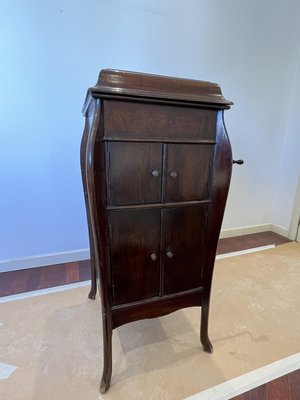 Mid-Century English Hand-Cranked Gramophone with Records, 1930s-YST-2022830