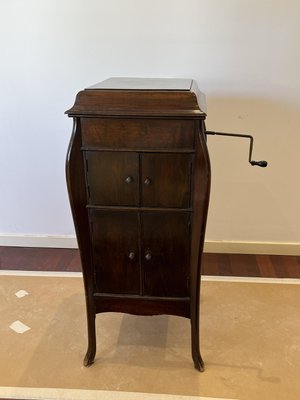 Mid-Century English Hand-Cranked Gramophone with Records, 1930s-YST-2022830