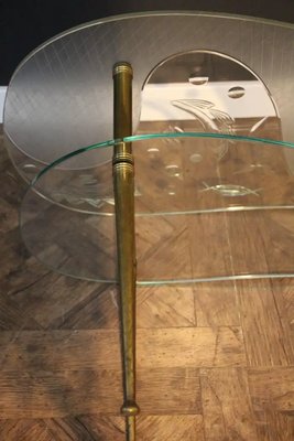 Mid-Century Engraved Clear Glass Coffee Table, 1950s-YF-1721623