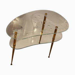 Mid-Century Engraved Clear Glass Coffee Table, 1950s-YF-1721623