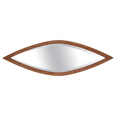 Mid-Century Eye-Shaped Wall Beveled Mirror with Walnut Frame, 1950s-JDR-1764117