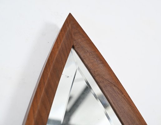 Mid-Century Eye-Shaped Wall Beveled Mirror with Walnut Frame, 1950s-JDR-1764117