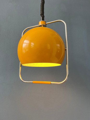 Mid-Century Eyeball Pendant Lamp in Yellow from Gepo