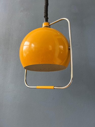 Mid-Century Eyeball Pendant Lamp in Yellow from Gepo