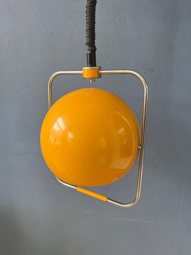 Mid-Century Eyeball Pendant Lamp in Yellow from Gepo