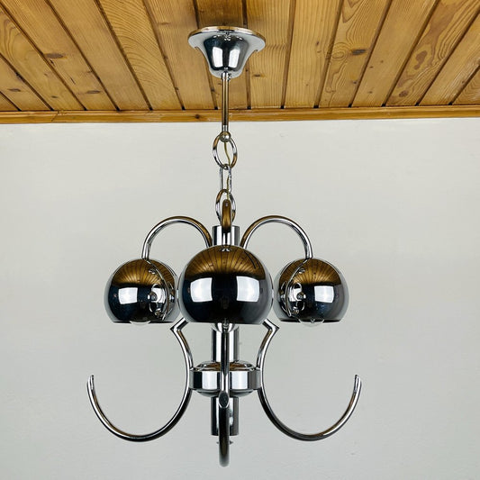 Mid-Century Eyeball Silver Pendant Lamp, Italy, 1970s