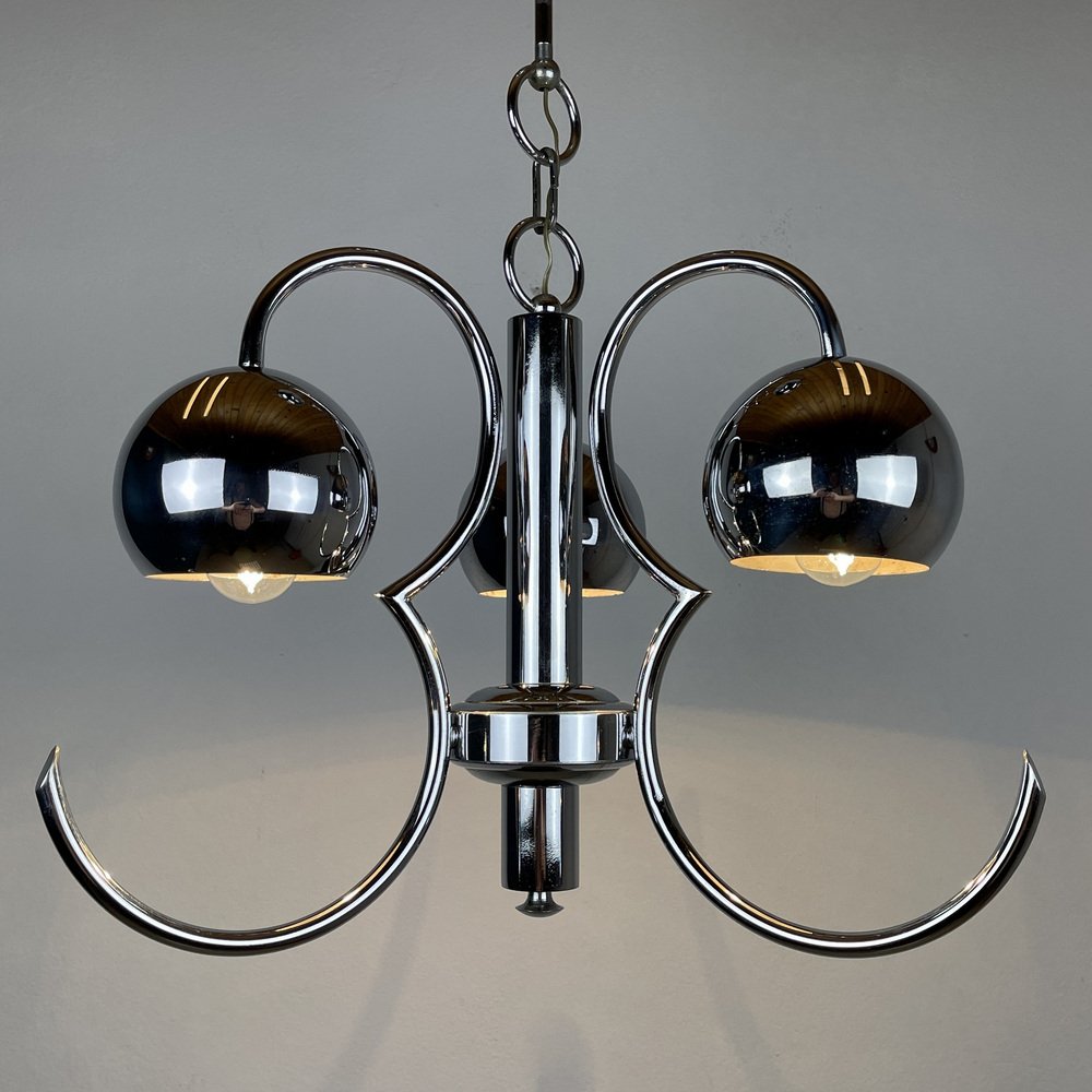 Mid-Century Eyeball Silver Pendant Lamp, Italy, 1970s