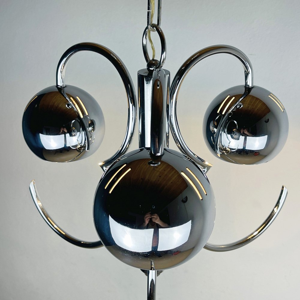 Mid-Century Eyeball Silver Pendant Lamp, Italy, 1970s