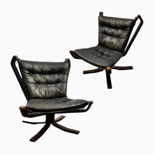 Mid-Century Falcon Chairs in Teak and Leather by Sigurd Ressell for Vatne Mobler, Norway, 1960s, Set of 2-TCS-1702278