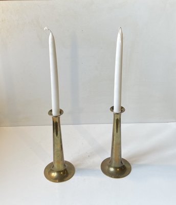 Mid-Century Fanfare Brass Candlesticks by Hans Bolling for Torben Ørskov, 1960s, Set of 2-LCR-1819440