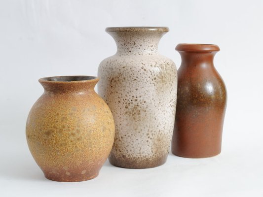 Mid-Century Fat Lava Ceramic Vases from Scheurich, Set of 3-IXK-583914